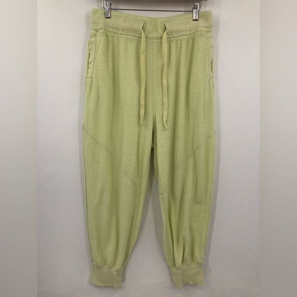 Free People M Terry Radiant Joggers Drawstring Lime 0383 terrycloth green yellow - Picture 1 of 12